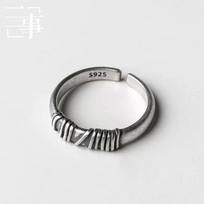BFCLUB 925 Silver Rings For Women Men Fine Jewelry Finger Adjustable Open Vintage Knots Ring For Party Birthday Gift resizable