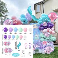 222pcs Balloon garland Arch Kit, mermaid theme decorated shell balloons, birthday, anniversary, holiday celebration decorations Other