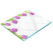 Decorative Glass Cutting and Serving Board Purple Tulips 60X52 Cm