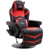 Gaming Chair, Massage Function, Reclining Backrest, Footrest, up to 120 kg, Steel Frame, Faux Leather, Red 78 x 80 x 111.5 cm raudona
