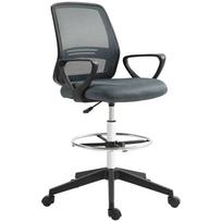 Office Chair Ergonomic Desk Chair with Armrests and Adjustable Foot Ring, Mesh Fabric, Grey 68 x 66 x 120 cm pilka