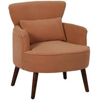 Modernus fotelis, minkštas akcentinis krėslas su juosmens pagalvėle, guminmedžio kojelės, oranžinis 69.5 x 69 x 78 cm oranžinė