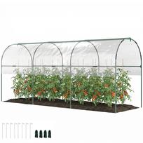 Greenhouse Winter-Proof Foil Greenhouse with Arched Roof, Ground Anchors, Greenhouse 400 x 120 x 170cm Transparent 400 x 120 x 170 cm