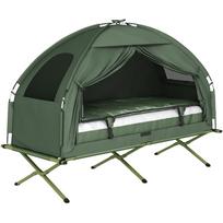 Camping Tent Set with Cot, Sleeping Bag, and Mattress, Dark Green 193 x 86 x 160 cm