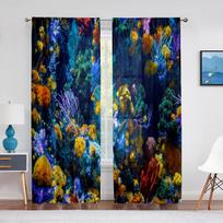 Vandenyno Povandeninis Pasaulis Tiulio Voilės Užuolaidos Tropinės Žuvys Ryklys Koralas Giliajame Vandenyne Skaidri Užuolaida Svetainei Miegamajam 1 PCS W100XH250cm&Rod Pocket