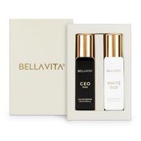 Bella Vita Prabangus CEO Man & White Oud Unisex Kvepalų Rinkinys su Tonka, Agarmedžiu | Medienos Aromato Ilgai Išliekantis 2 vnt. pakuotė, po 20 ml kiekvienas