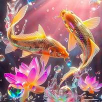 5D Diamond Painting Lotus Carp Cross Stitch Full Drill Square Diamond Embroidery Animals Rhinestones Pictures Home Decor Full Round 20x20CM