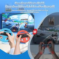 Vairas konsolei, 4 vienetų rinkinys, skirtas Nintendo Switch 2, ergonomiškas — mario kart priedai, joy-con laikiklis, switch vairas, žaidimų aksesuarai, šeimos rinkinys, valdiklio gaubtas, switch vairavimo simuliatorius