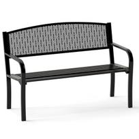 Costway metalinis sodo suoliukas Orui atsparus suoliukas 2 žmonėms Balkono suolas su porankiais 128 x 60 x 86 cm juodas
