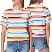 "Tommy Jeans" moteriški spalvoti dryžuoti marškinėliai DW0DW09593-OCS, S
