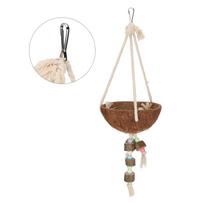 Nature Coconut Hanging Cage Bird Nest Shell Swing Parrot Biting Toy Pet Supplies