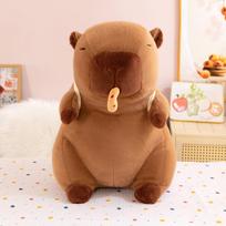 Spicy strip backpack kapibara plush toy croissant capybara snot doll can pull doll 35cm