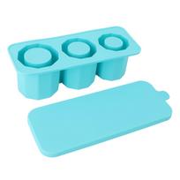 Tumbler Ice Mold Easy Fill Silicone 3 Cavity Hollow Cylinder Ice Ring for Whiskey Cold Drink Lake Blue ežero mėlyna spalva