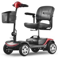 Red elderly four-wheeled electric scooter S1, sports folding model, four-wheeled electric skateboard, 300W, 12AH raudona