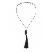 Elegantiškas juodo dervos karoliuko pakabukas ant kaklo su reguliuojamu laideliu ir plaukiojančiais kutais moterims Mados aksesuaras gray