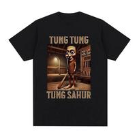 Tung Tung Sahur Italian brain Interesting Meme T-shirt man Short-sleeved fashionable and humorous pure cotton T-shirt Round-n... S įvairiaspalvis