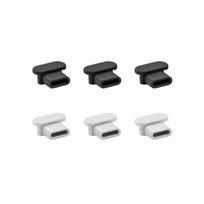 USB-C įkrovimo prievado apsauginiai dangteliai, juodi ir balti, 6 vnt.