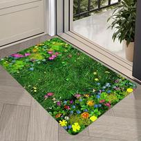 2D Realistic Moss Ferns Greenery Doormat Lush Mossy Balls Foliage Print Soft Non-Slip Entrance Rug for Indoor Outdoor Home Decor 40x60cm