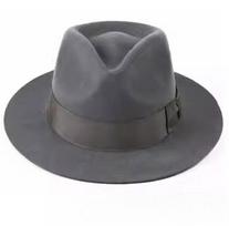 XL Dydis 61cm Vyriškos 100% Vilnos Fedora Skrybėlės Britiško Retro Stiliaus Platus Kraštas Džentelmeniškos Vilnos Veltinio Skrybėlės Didelė Galva Aukštos Kokybės Jazz Skrybėlė Unisex S 54-56cm pilka spalva