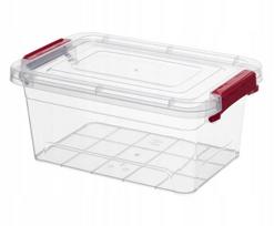 Skaidri plastikinė sandėliavimo dėžė su užrakinamu dangčiu 26x17,5x11,5 cm