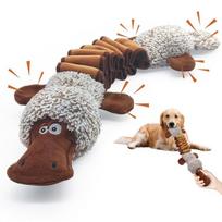 Žaislas šuniui virvėms, pliušinis, girgždantis, pliušinis, 1 vnt., Gray Durable Squeaky Dog Toy