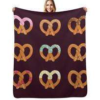 9 Pretzel Topping Flavors Throw Blanket Elegant Warm Throw Blanket for Hotel Home Size: 75*100cm, Weight: 230 GSM