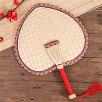 TaTanice Woven Rush Fan, Handmade Traditional Large Palm Fan, Men's Banana Leaf Round Fan, Women's Grass Woven Fan, Chinese Style Fa