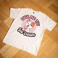 Lick Me Till Ice Cream T-Shirt, Funny Adult Humor Kitten Licking Cone Graphic Tee, Raunchy Ice Cream Lovers Top, Inappropriate Pun 4XL