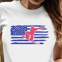 Snowboarder USA Flag Tee, Unisex T-shirt, Patriotic Snowboarding Shirt, Fun Gift, Team Shirt, 7 Colors M