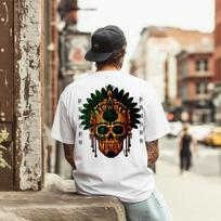 Aztec Golden Skull Warrior Headdress T-Shirt | Dorado Gold, Incan Mayan Design 4XL