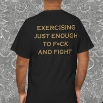 Funny Gym Shirt Exercising Just Enough To F*ck and Fight Back Print Gift For Couple, Girls Night Games, Adult Gifts, Witty Humor Rude Tee XL