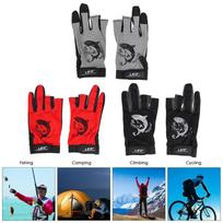 2 Pairs Breathable Fishing Hand Glove Fingerless Kayak Glove Durable Outdoor Sports Gloves  Cycle raudona