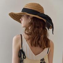 Maxza Big Ribbon Wide Wire Rafia Floppy Hat Ze07am003na beige
