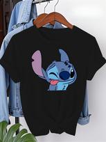 Disney Stitch Cute Cartoon Animated Summer T-Shirt Boy Girl Casual Sports Short Sleeve Oversezed Comfortable Family Parent-Child XXXL