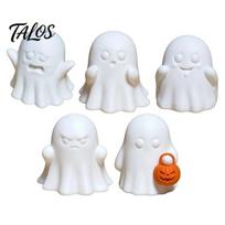Holiday Blind Box Toys 5Pcs Halloween Ghost Decorations, Cute Miniature Figurines, 3D Printed Desktop DIY Painting Ghosts Decor for Party Supplies, 5pcs