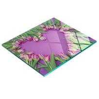 Decorative Glass Kitchen Cutting Board Heart with Tulips 60X52 Cm