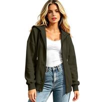 Women's Oversized Zip Up Hoodie Long Sleeve Casual Sweatshirt L armijos žalia spalva