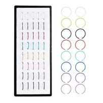 40/60PC Set Fashion Crystal C Shape Nose Ring Stainless Steel Multicolor Bend Nose Stud for Women Aro Nariz Anneau Nez Piercing 40PC įvairiaspalvis