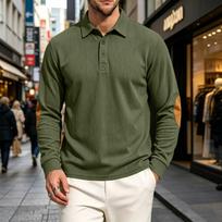 Men's Corduroy Half-Zip Sweatshirt Loose Fit Casual Retro L armijos žalia spalva