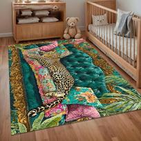 1pc Non-Slip Washable Luxury Leopard Sofa Illusion Area Rug Soft Floor Mat for Living Room Bedroom Bold Home Decor 40cm x 60cm