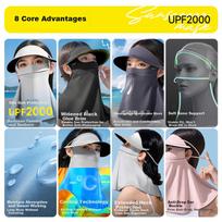 XTEP Full Face Sun Protection Mask Mosquito Repellent Neck Guard UV Protection Ice Silk Sunshade Face Bikini for Women Cycling Cap Brim