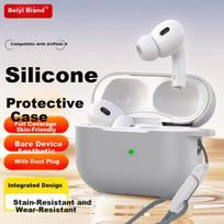 AirPods 4 Protective Case Compatible with Apple AirPods Pro 2nd Gen Liquid Silicone Soft Integrated Wireless Anti-Lost Strap for AirPods 3 Case