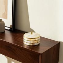 Decorative Jar with Lid Mosaic Lidded Storage Iridescent Container for Vanity, Shelf, Desk