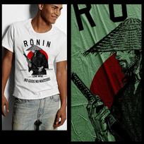 Samurai T-Shirt deadly warrior with sword Bushido Code Japanese katana tee S