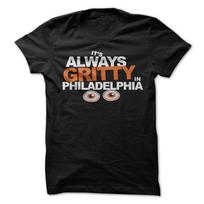 It's Always Gritty in Philadelphia T-Shirt Design - Black Shirt with Multi Color Print 3XL