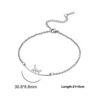 Lovely Trendy Stainless Steel Cute Cat Anklet Animal Pendant Chain Anklet For Women Girls Fashion Jewelry Birthday Gifts sidabras