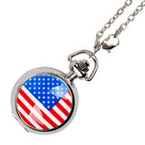 Flag Antique Necklace Pocket Watch One Size