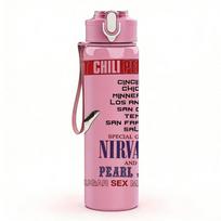 1PC Nirvana Band Vintage Text Logo Print 750ml Portable Sports Water Bottle Leakproof Travel Gym Drink Cup Pack of 1 rožinė