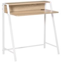 Writing Desk Computer Table Home Office PC Laptop Workstation Storage Shelf 84L x 45W cm White and Oak 84 x 45 x 85 cm