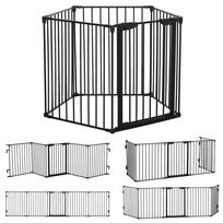 5 Panels Pet Playpen Metal Fence w/ Walk Through Door - Black 300 x 3 x 74.5 cm juoda